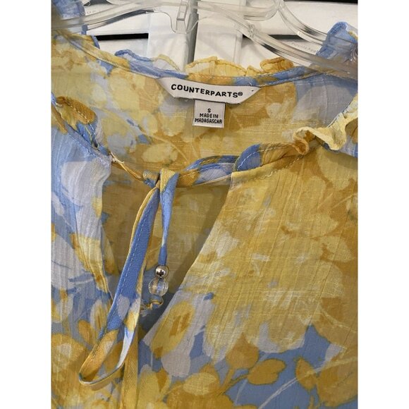 Counterparts Womens Multicolor Floral top Blouse Boho Sz S cottagecore Sheer - Picture 3 of 7